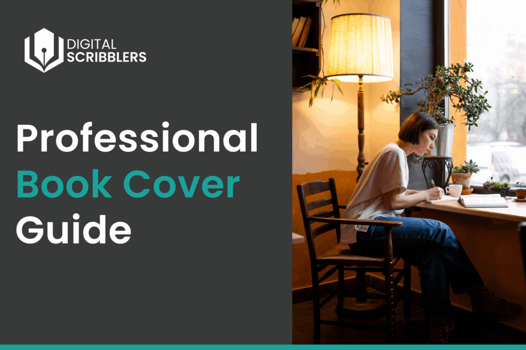 Professional designer learning how to make a professional book cover using color palettes and design tools.