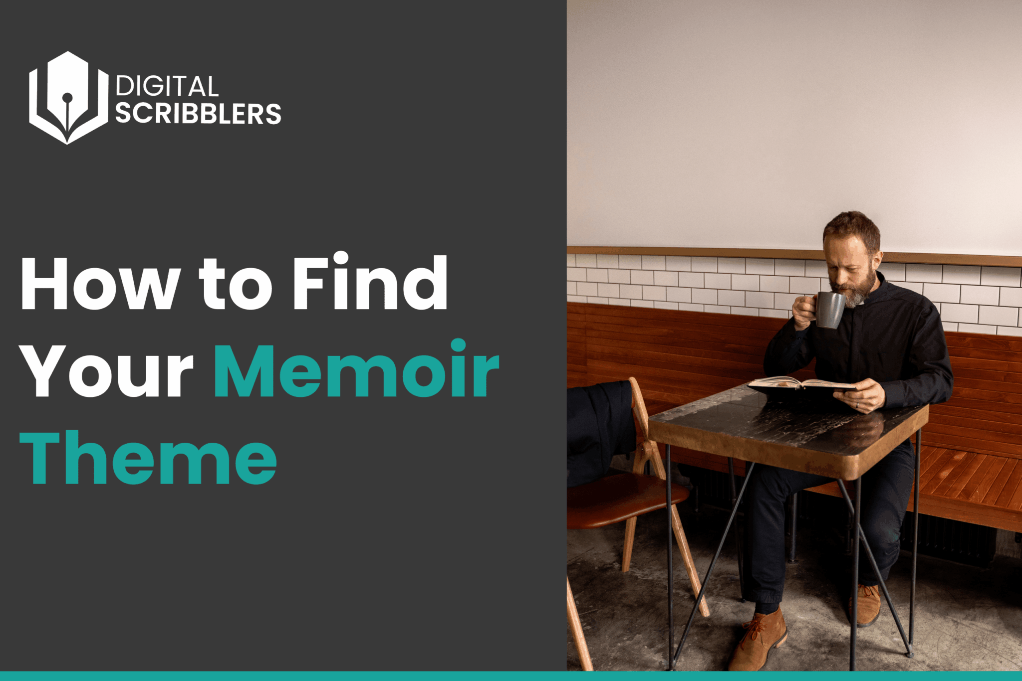 A gentleman sipping a beverage while reading a book