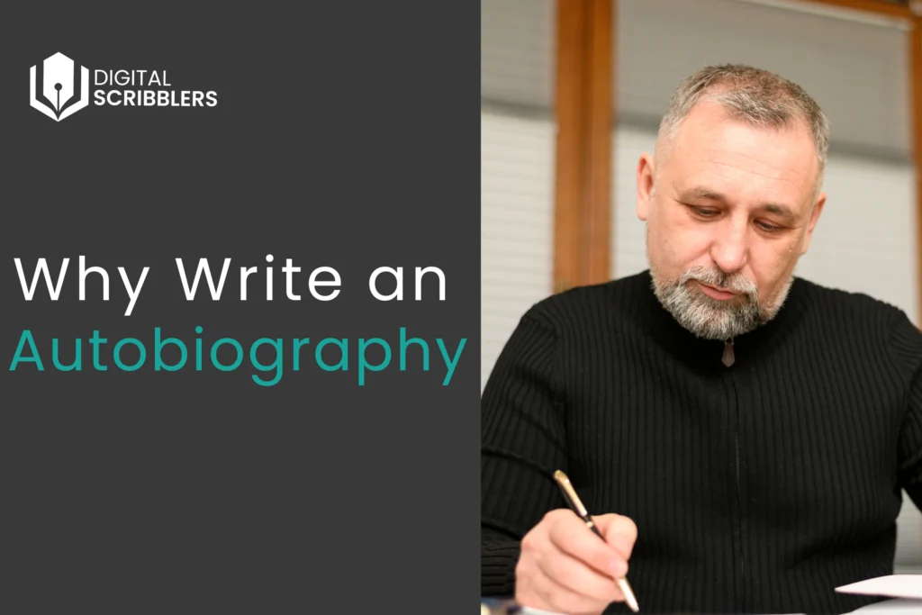 Author writing an autobiography at a desk to preserve life stories and personal legacy